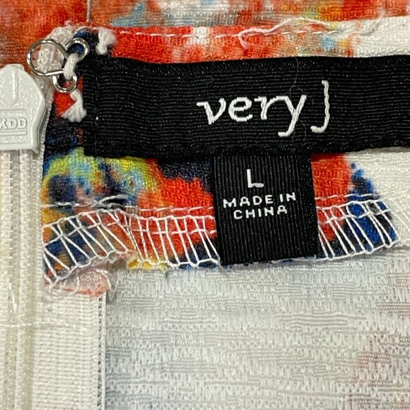 (NEW) VERY J Mini  Short Sleeve Peekaboo Midriff, Floral Ivory/Orange/Multi - L - Picture 9 of 11